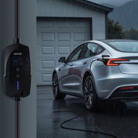 Level 2 Tesla Charger 40A EV Charger 240V NEMA 14-50P With 25 Ft Cable (Option: Black)