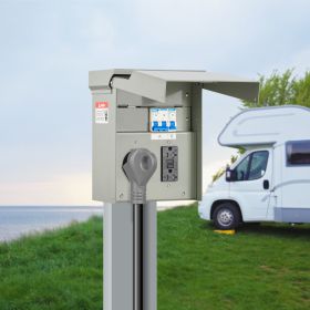 Temporary Power Outlet Panel RV Electrical Panel 20 50 Amp RV Outlet Box (Option: Grey)