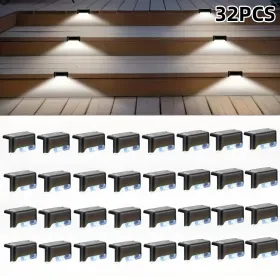 32/16 PCS Decorative Light Solar Energy Waterproof And Dustproof Light Source Sensing Suitable For Shopping Malls Guardrails Decks Stairs Gardens (Option: Whitelight32PCS)
