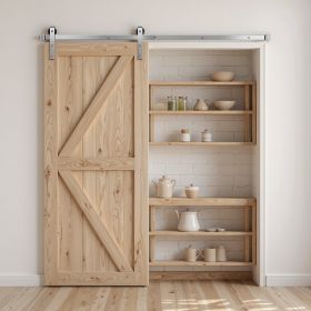 6.6FT Sliding Barn Door Hardware Kit For Single Sliding Barn Door Silver (Option: Silver)