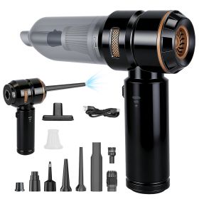 16000PA Handheld Car Vacuum Cleaner With Brushless Motor 2 Reusable Filters 4 In 1 Portable Cordless Compressed Air Duster & Blower For Car Offic (Option: Black Gold)