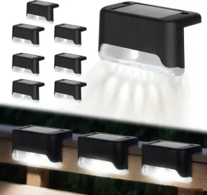 8/16/32 Solar Outdoor Deck Lights, Garden Lights, Atmosphere Lights, LED Walk Lights, Light Source Control, Suitable For Balconies, Terraces, Sta (Option: Whitelight8PCS)