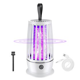 1Pc Rechargeable Mosquito Killer Lamp Bug Zapper With Night Light Strap Mosquito Catcher With Max 1615Square Feet Range UV Light For Indoor Outdo (Option: white)