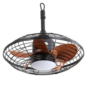 20 Inch Downrod Mount Ceiling Fan LED 18W 3CCT 5 ABS Blades DC Motor With Hanging And Hook For Outside Patios Pergola (Option: Black)